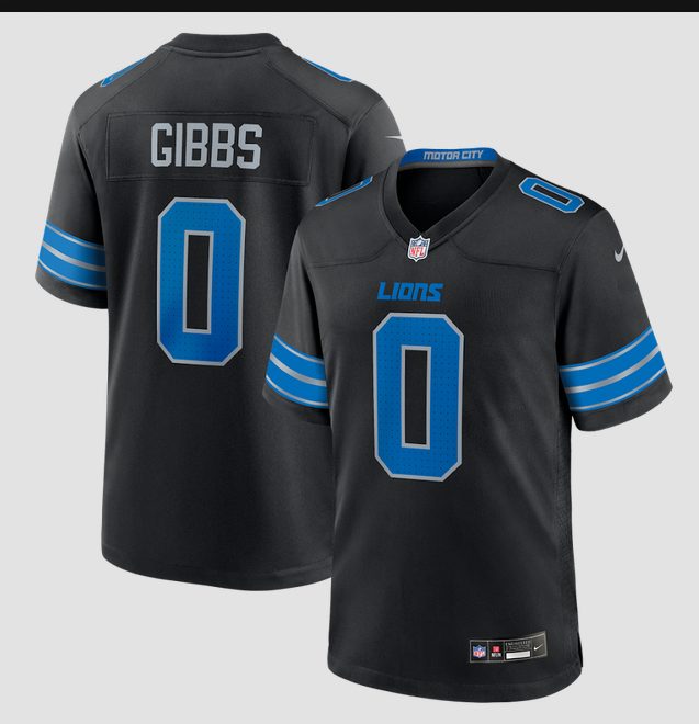 2026 Men Detroit Lions #0 Gibbs black  Nike Limited NFL Jersey->detroit lions->NFL Jersey